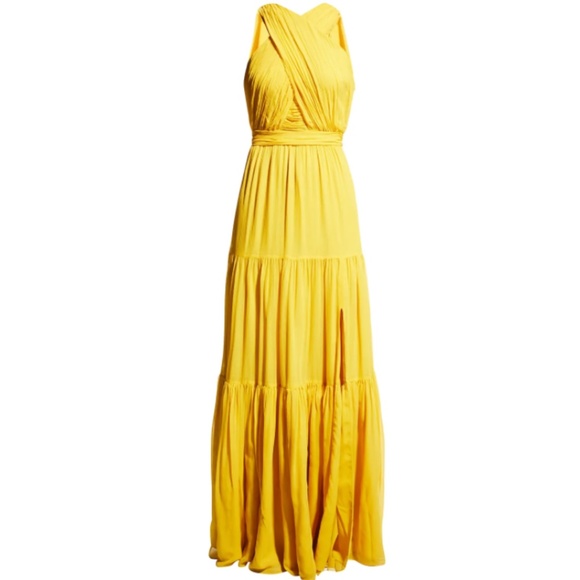 NWT $698 Veronica Beard Florencia Silk Maxi Dress in Canary Yellow - size 12! - Picture 3 of 7
